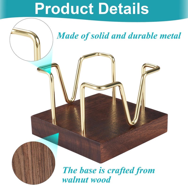 MXOAZNE Wood Sticky Note Holder, 3 x 3 inch Self-Stick Note Memo Pad Holder for Desk, Notepad Dispenser for School Office, Gold - Image 5